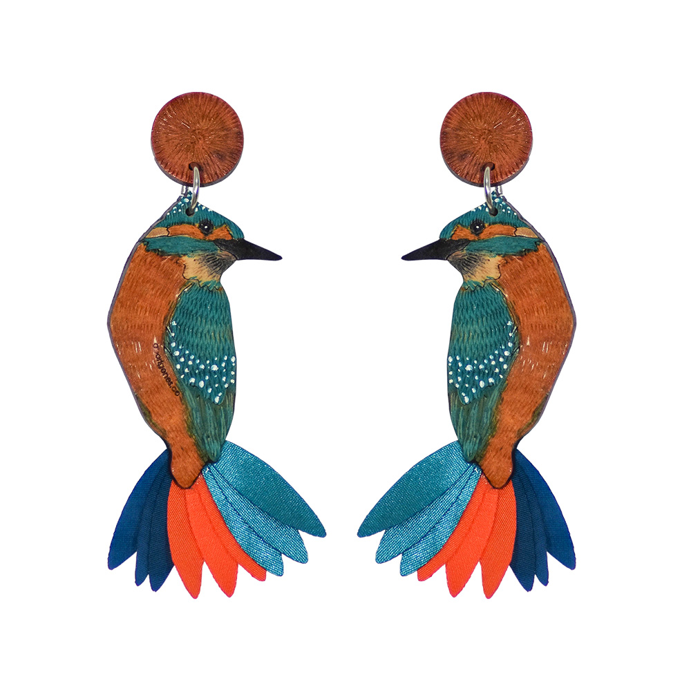 ARETES MAXI MARTIN PESCADOR COLA DE TELA